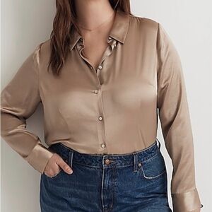 NWT Madewell darted button-up shirt in satin